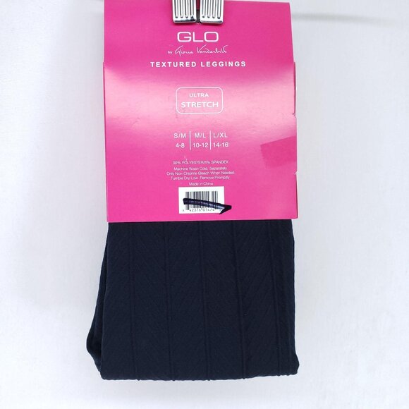 Glo Textured Leggings Size M/L (10-12) Black - Picture 2 of 5